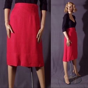 true vintage 1950s red pinup pencil skirt - small/xsmall
